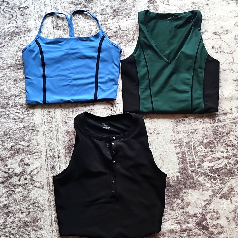 Abercrombie & Fitch Blue Cropped Tank with Black Trim